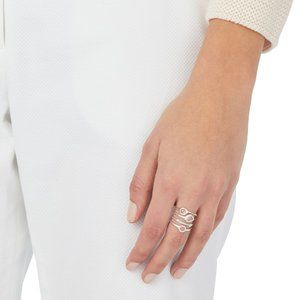 Monica Vinader Sterling Silver Siren Cluster Cocktail Ring Rock Crystal Size 4.5